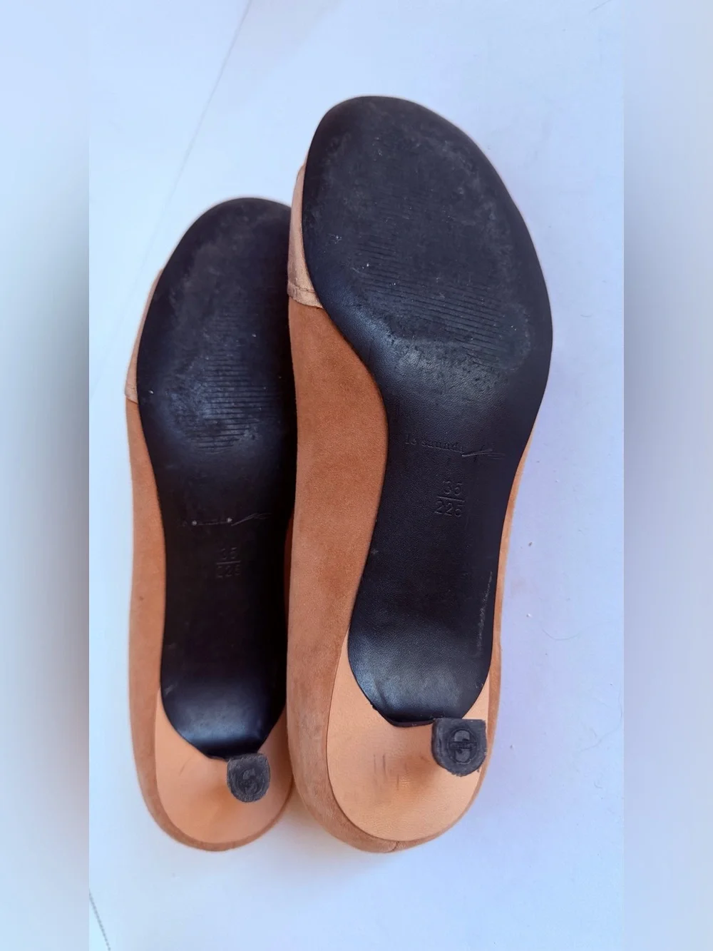 Le Saundra Women's Tan Leather Bow Ballet Flats